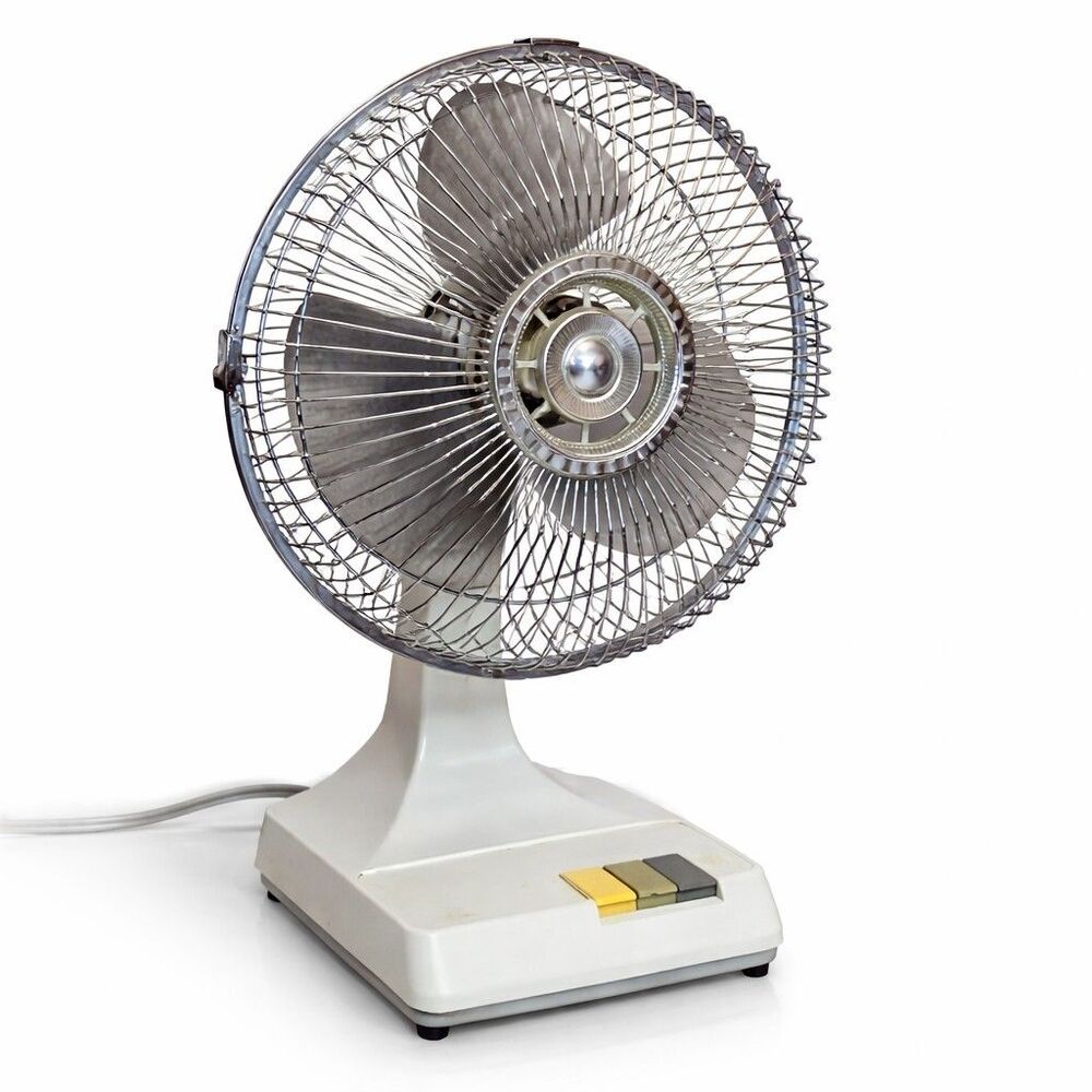 Vintage Kuo Horng 12" Desk Fan KH-203 Oscillating 3 Speed (2 Work)